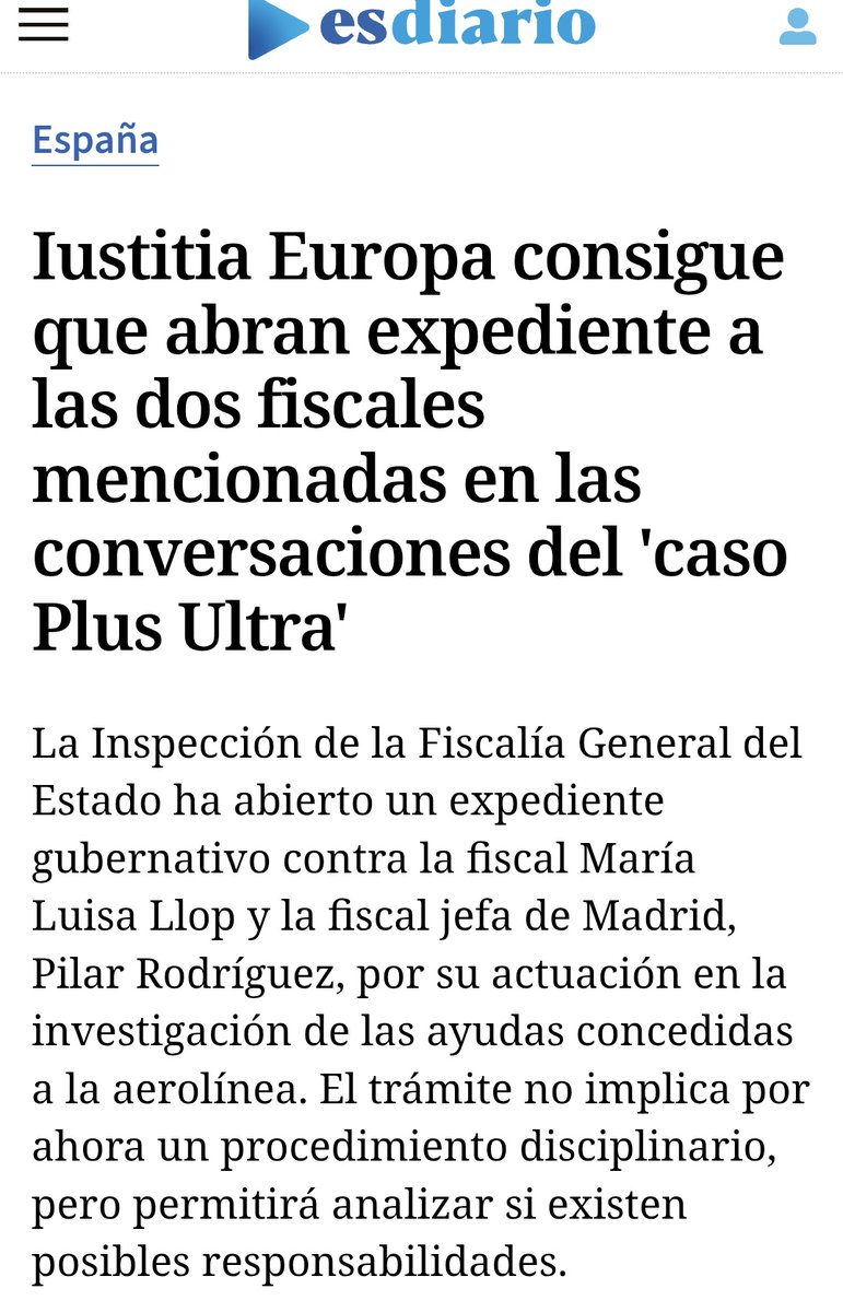 LMPardoAbogado's tweet photo. 🚨🚨 CASO PLUS ULTRA | CONSEGUIMOS UN NUEVO PASO PARA QUE SE HAGA JUSTICIA

Cuando en una causa de 53 millones de euros públicos aparece una frase como 'la fiscal jefa es amiga' y se habla de 'cortar' una investigación, no cabe mirar hacia otro lado. Ahora corresponde investigar si aquello fue una jactancia o si existió una influencia real sobre la actuación del Ministerio Fiscal.

👊 @IustitiaEuropa, partido político de la sociedad civil, actúa. Gracias por ser protagonista.
