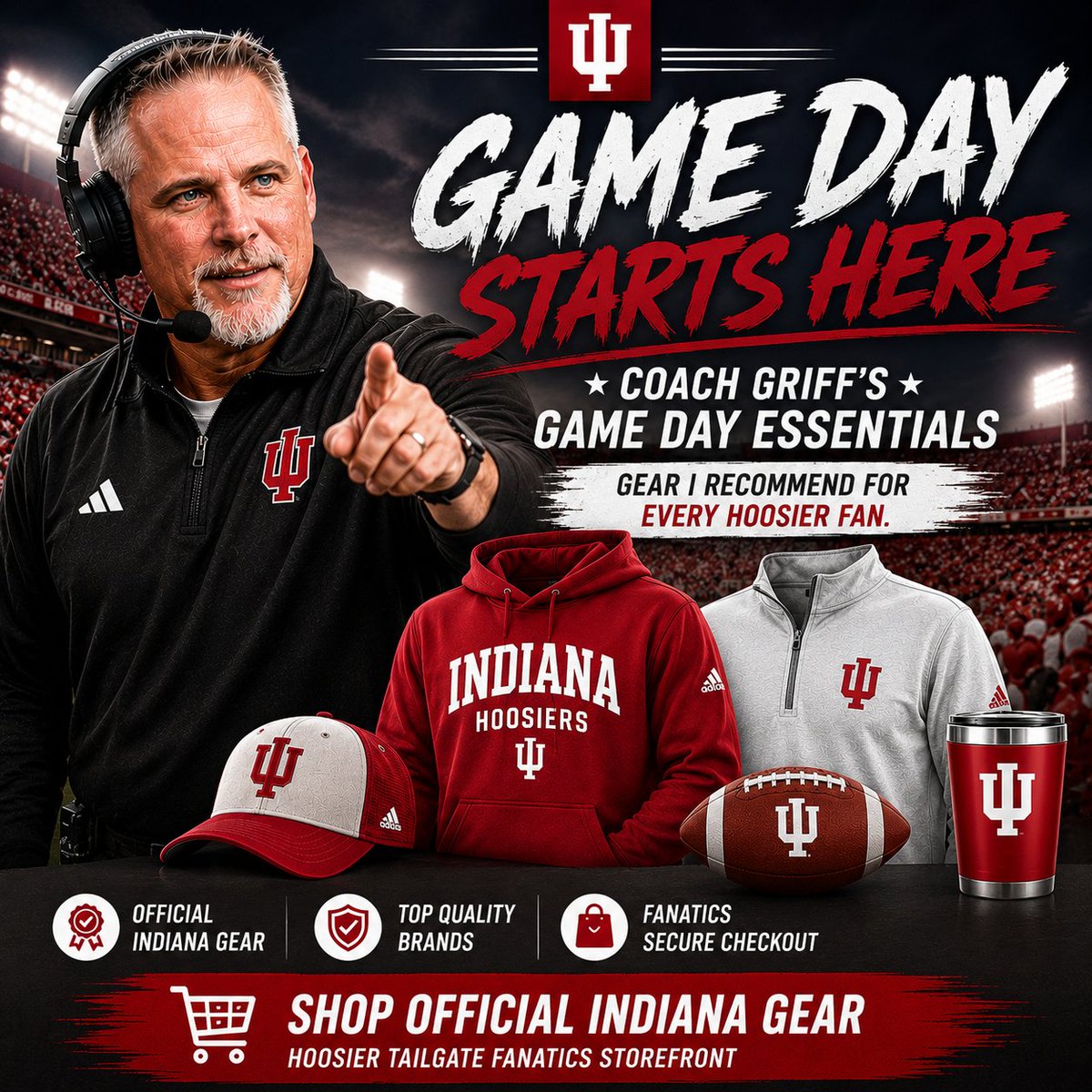 HoosierTailgate's tweet photo. 🏈 Game Day Starts Here!
I’ve rounded up my favorite Indiana Hoosiers gear in one place for Hoosier Nation.
🎩 Hats
👕 Hoodies
🏈 Tailgate Essentials
🔴 Official Indiana Gear
Shop my Game Day Essentials Collection:
https://t.co/RQ2kgj448M
#iufb #Hoosiers #FanaticsCreator #AD #IndianaFootball #GameDay #HoosierNation