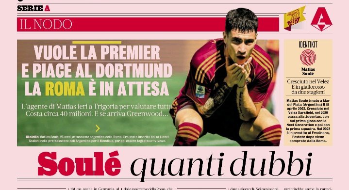 augustociardi75's tweet photo. Estate tradizionale sulla gazzetta, un grande classico che si rinnova: 

-la Roma vende;
-per il Toro di Cairo ogni giorno una pagina monografica per decantare le doti dei suoi straordinari calciatori. https://t.co/kY0c2yF0gc