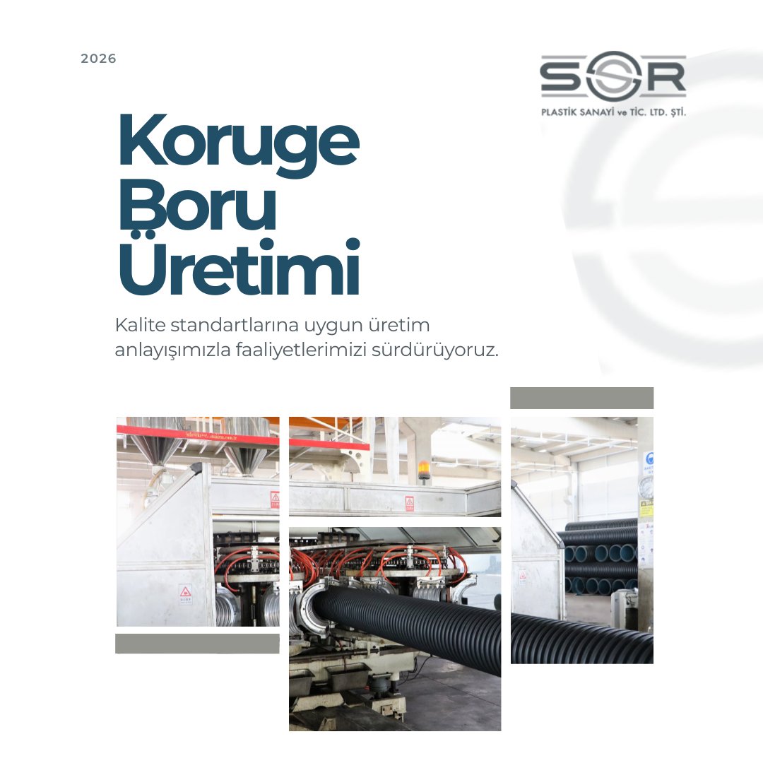 SorPlastik's tweet photo. SOR Plastik olarak koruge boru üretimi ile projelerinize ürün sağlamaya devam ediyoruz.

#SorPlastik #KorugeBoru #Üretim #Altyapı https://t.co/QpMgWv0J4T