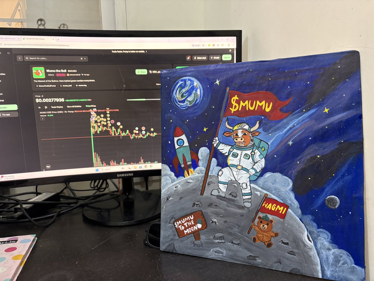 Mahakal95's tweet photo. My Second Entry 👀

From the dust of Earth to the silver shores of the Moon 🚀

$MUMU to the Moon 🌕

This isn’t just a painting. It’s a prophecy painted in oils and pure delusion.
We’re not hoping. We’re already there.

WAGMI 🌕🚀 https://t.co/mWxkVPTrG5