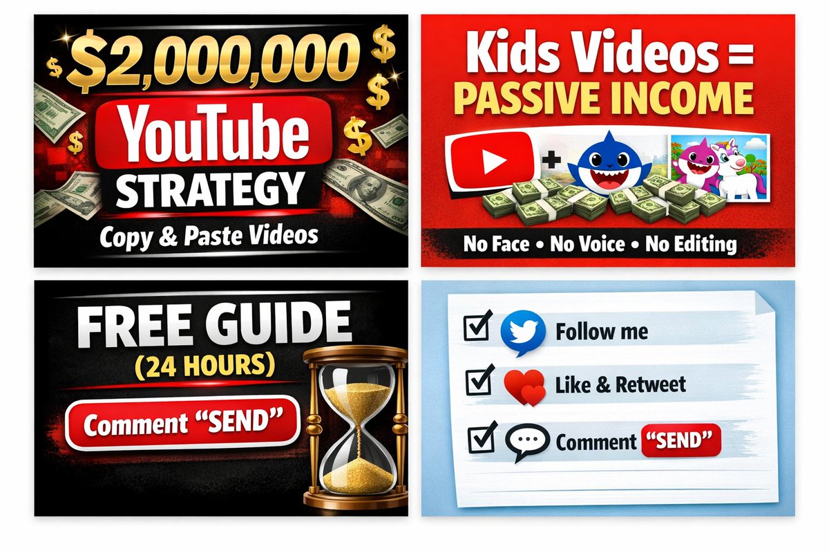 coderalamin's tweet photo. YouTube... 🤫
❌ No face ❌ No editing skills ❌ No expensive equipment
Just one simple, repeatable method.
I broke it all down in a FREE guide 👇
🆓 Available for the next 24 hours only!
To get it: ✅ Follow @coderalamin ❤️ Like &amp; RT 💬 Comment "SEND" https://t.co/PWRlEjoTQk