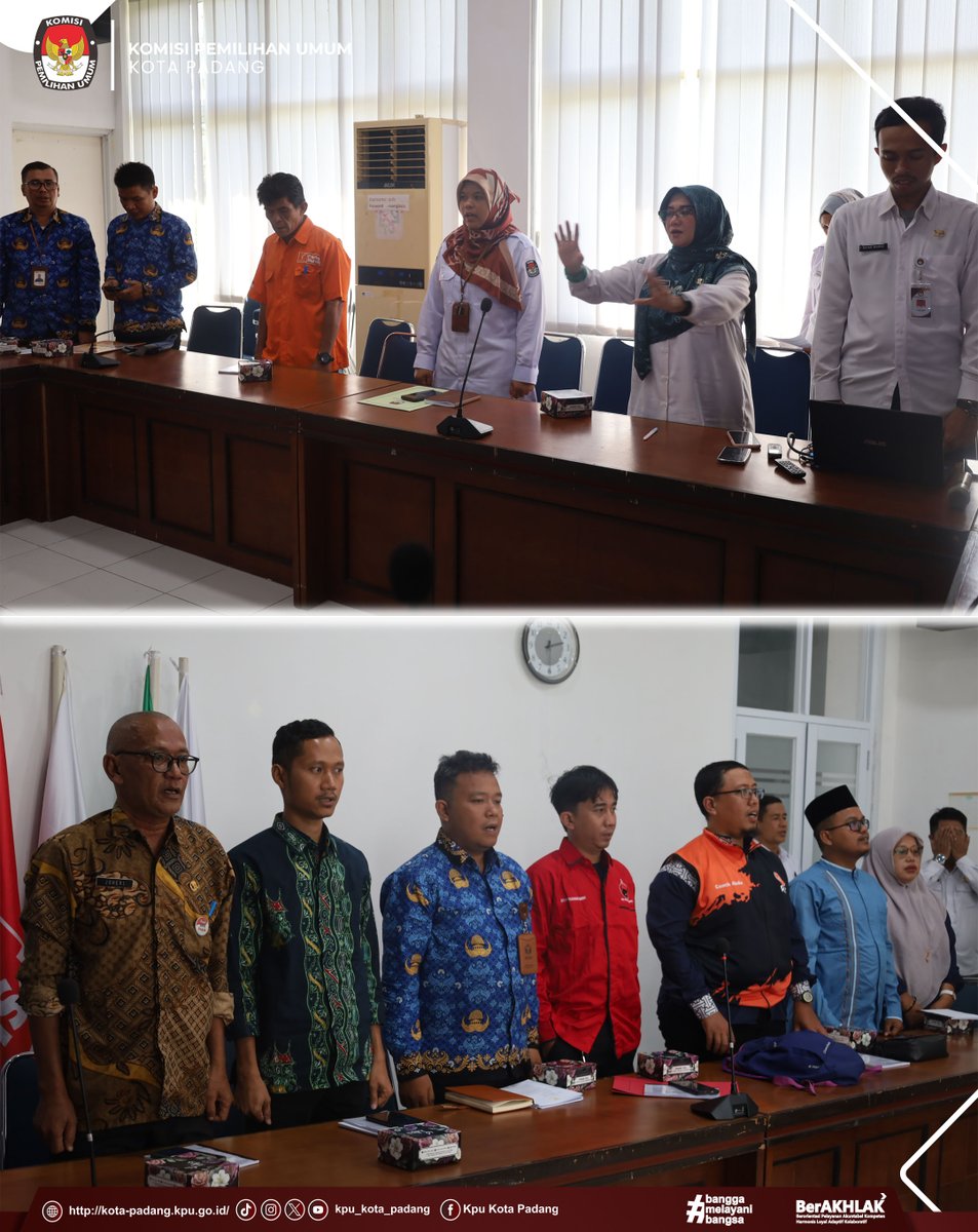 PadangKpu's tweet photo. #Temanpemilih, KPU Kota Padang menggelar Rapat Koordinasi Pemutakhiran Data Partai Politik melalui Sipol Semester I Tahun 2026 dan Fasilitasi Penggantian Antarwaktu (PAW) Anggota DPRD Kota Padang di Aula KPU Kota Padang. Kamis (11/06/26).

#KPUmelayani https://t.co/ohQBjz6MiL