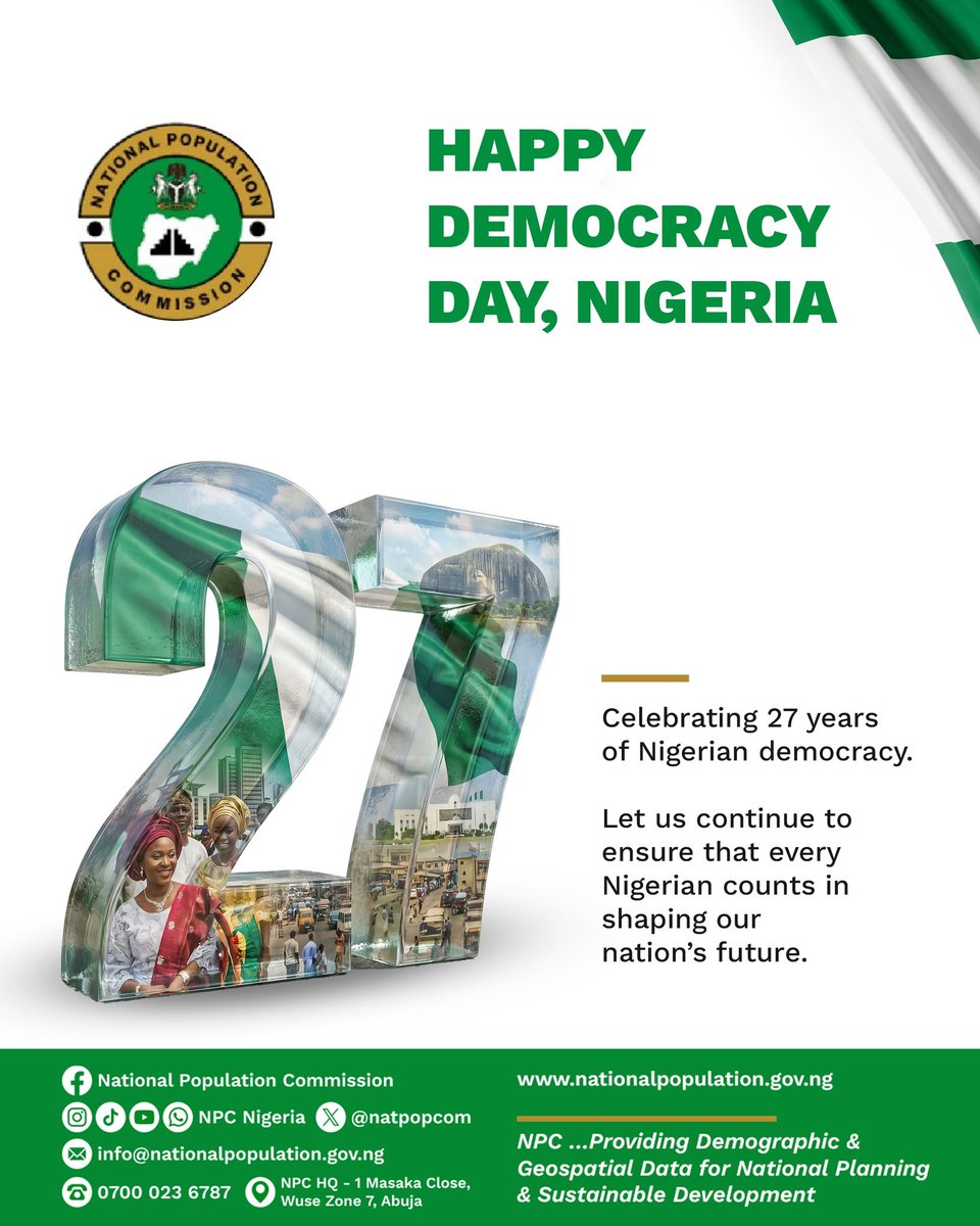 natpopcom's tweet photo. HAPPY DEMOCRACY DAY, NIGERIA! 🇳🇬 https://t.co/DEDAn9EJLB