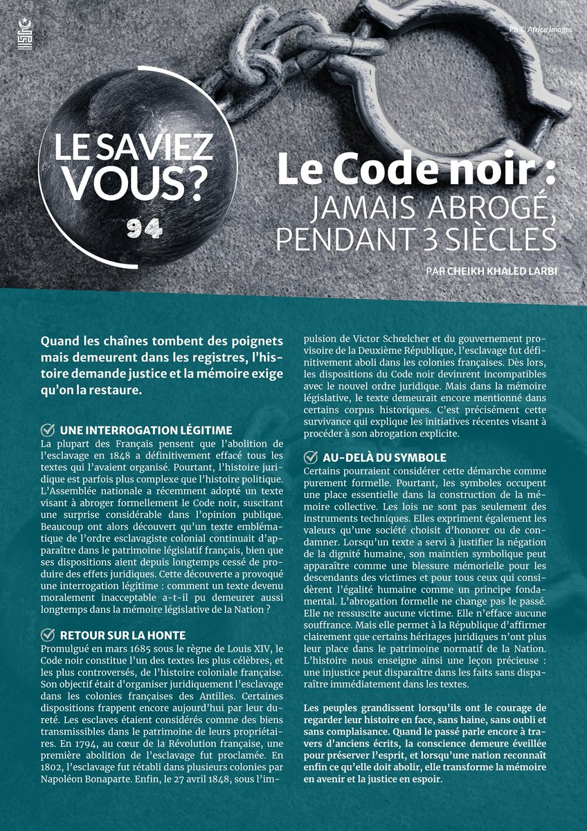 mosqueedeparis's tweet photo. #LeSaviezVous | Le #CodeNoir, jamais abrogé pendant 3 siècles. ⤵️ https://t.co/uNBOD8ht2L