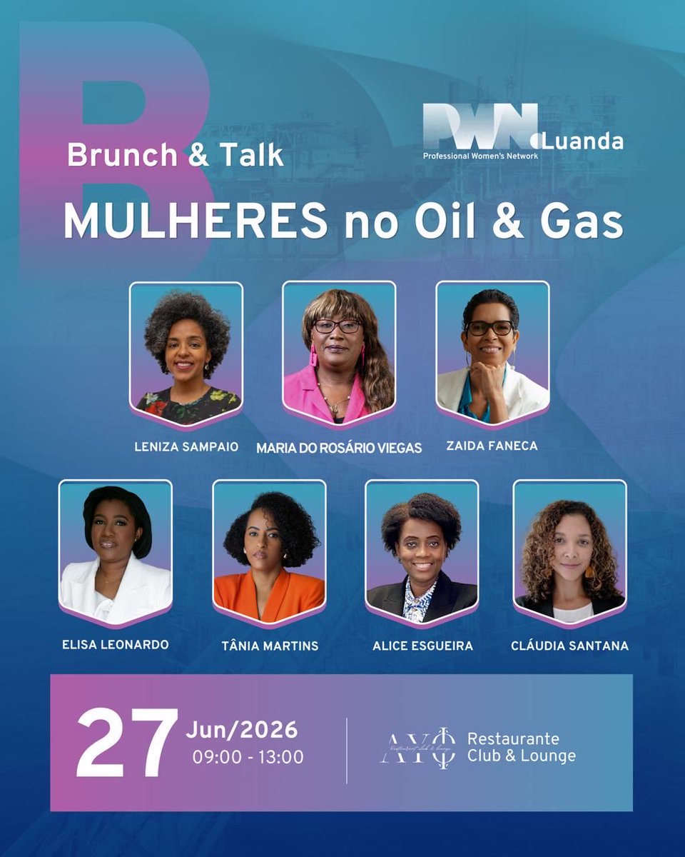 SofiaChaves03's tweet photo. 🌟 Brunch Mulheres no Oil &amp; Gas 2026 🌟

O setor de Oil &amp; Gas desempenha um papel fundamental no desenvolvimento de Angola e as mulheres têm assumido um papel cada vez mais relevante na sua transformação.

Liderança. Impacto. Conexões. https://t.co/2DTiRjvOa2