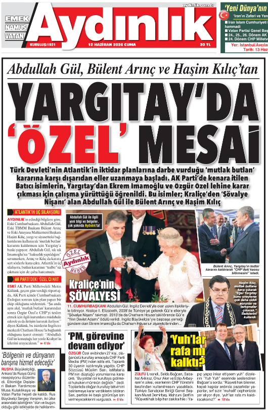 AydinlikGazete's tweet photo. 12 Haziran 2026, Aydınlık Manşet

YARGITAY'DA 'ÖZEL' MESAİ!

https://t.co/1zxrbCGFQI https://t.co/4xRjVi7F0v