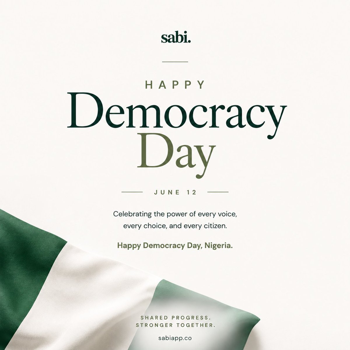 hello_sabiapp's tweet photo. Every voice matters.
Every contribution counts.
Every citizen has a role to play.
Progress is stronger when people can stay informed, participate, and move forward together.
Happy Democracy Day, Nigeria 🇳🇬
#DemocracyDay #June12 #Nigeria #SharedProgress https://t.co/97XxyQQQeI