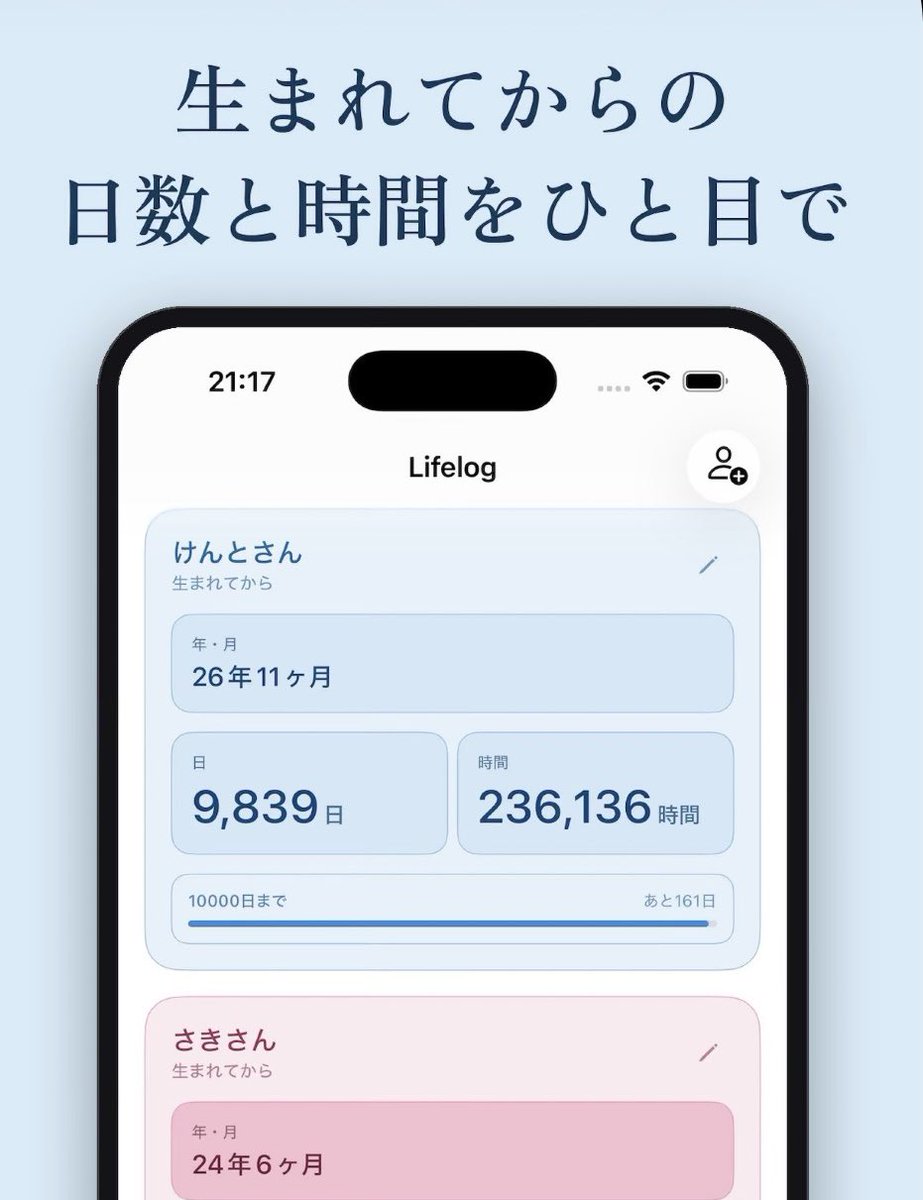 silodevelopment's tweet photo. 皆さんは自分が生まれた日から何日か知っていますか？

そこで自分や家族の節目を確認・通知できるアプリを作りました🙌

1000日は2歳9ヶ月頃、1万日は27歳5ヶ月頃、それ以外にも様々な節目をお知らせします- ̗̀📣

難しい登録無しでできるのでぜひ使っていただけると幸いです🙇‍♀️ https://t.co/kWjopNFUQg