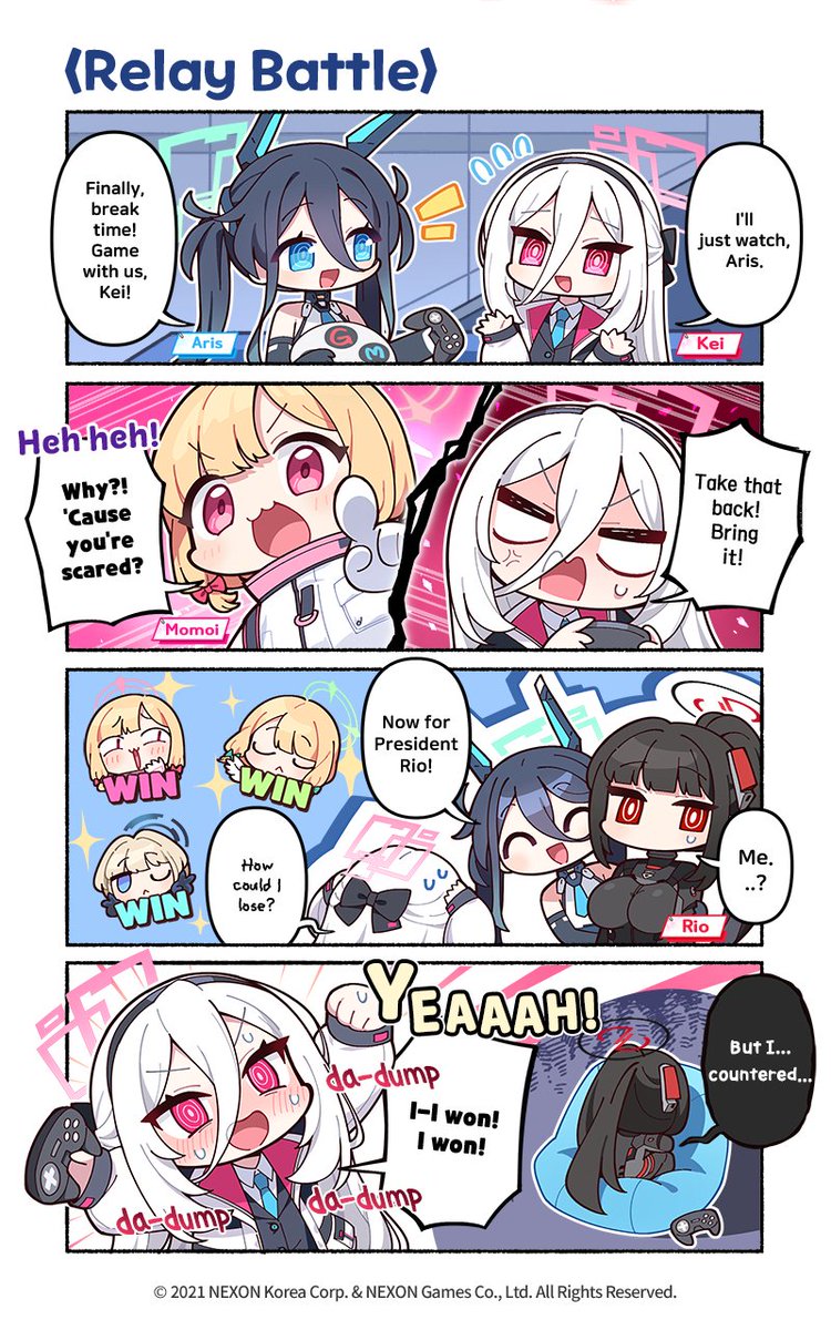 EN_BlueArchive's tweet photo. [Official 4-Panel Manga] Ep. 242
Brought to you by @donmin_h!

Kei has joined the gaming showdown! Will she be able to claim her first victory…?

#BlueArchive #BlueArchive4PanelManga https://t.co/MbGW2yVdy1