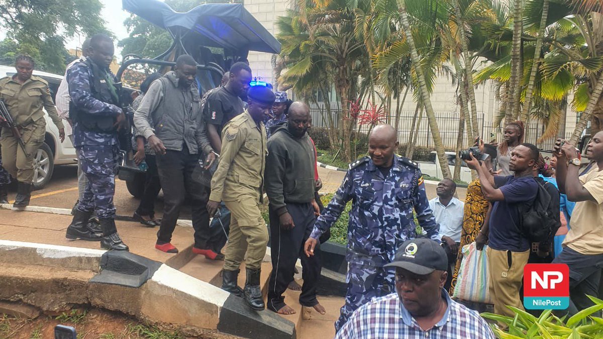 NBSportUg's tweet photo. Arrival of the suspects in the murder of rugby star, Sydney Gongodyo at the City Hall Court.

#NBSportRugby #NBSportTheScrum #NBSportUpdates 📸 @nilepostnews https://t.co/ddV4BFMtbV