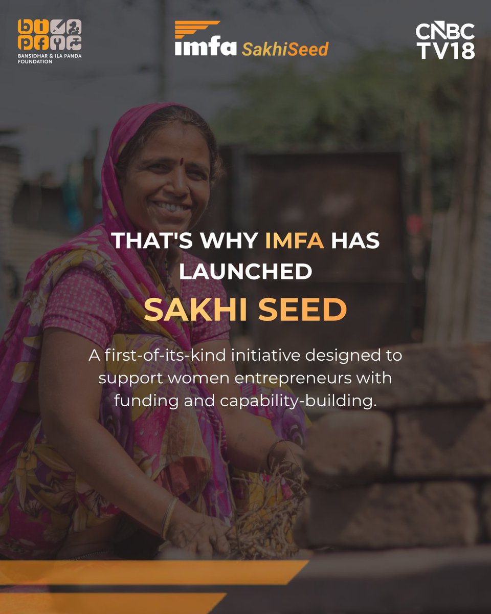 BIPF_Odisha's tweet photo. Dreams may spark the journey. Growth needs access.

Sakhi Seed supports women entrepreneurs with catalytic capital, mentorship, business training and enterprise development support to help them strengthen and scale their businesses.

An IMFA initiative, implemented by BIPF, in partnership with CNBC-TV18 Future Female Forward.

Applications opening soon.

#SakhiSeed #WomenEntrepreneurs #EnterpriseDevelopment #WomenLedBusinesses #BusinessGrowth #IMFA #BIPF