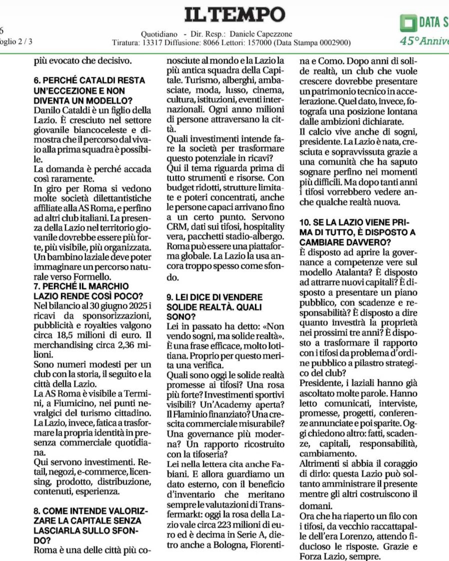 BrigataLazio's tweet photo. Il risveglio delle coscienze. Ci sono voluti 22 anni, ma finalmente anche la stampa e la politica si stanno accorgendo della realtà.
#lotito #messaggero #abbonamenti #curvanord #forzaitalia https://t.co/73cDwqDKwZ