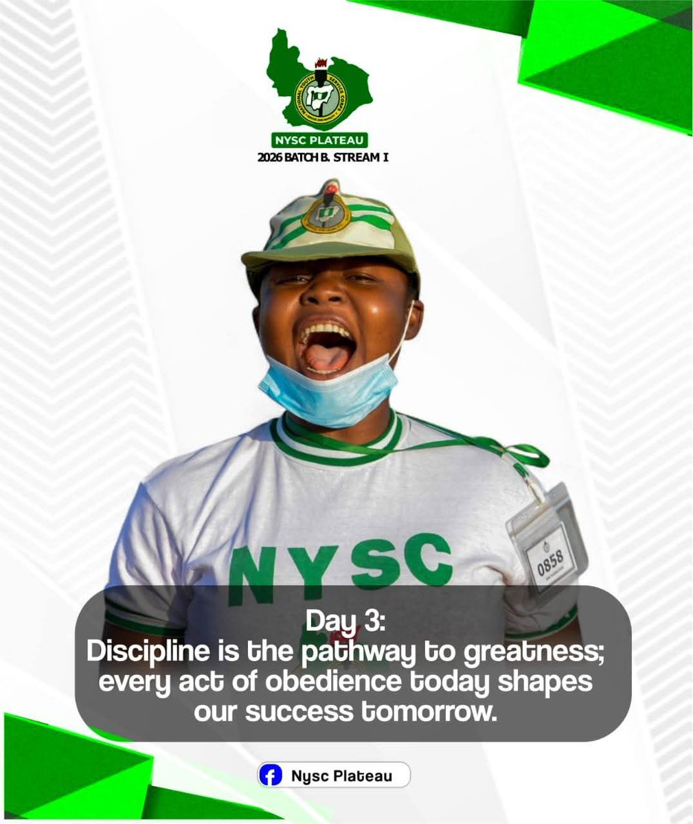 nysc360's tweet photo. 2026 BATCH "B" STREAM I ORIENTATION COURSE:
Daily Camp and Daily Order
#nysc_plateau_jos #nyscplateau #fyp #viral #corper #nysccamp #plateaucorper #2026batchB https://t.co/0K5aMBdixx