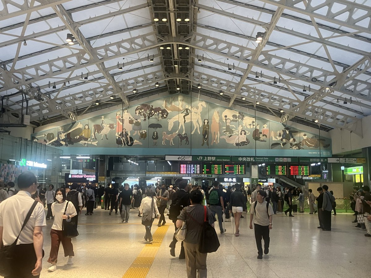 shinkawa_takash's tweet photo. 修復中だった上野駅の猪熊弦一郎氏の壁画を久々に見る。ごぶさたー！ https://t.co/fvJaVSfaL0