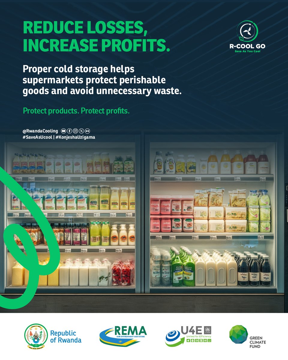 RwandaCooling's tweet photo. Fresh products. Less waste. Better profits.
Proper refrigeration helps cold chain operators protect perishable goods, reduce losses and save money.
Cool smarter. Save more.
#SaveAsUCool https://t.co/SuFrk1ich5