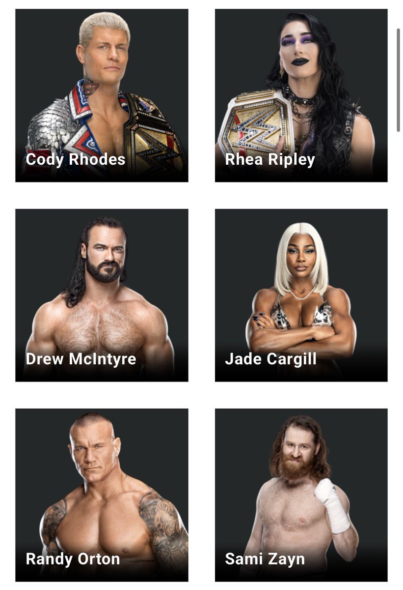 SuplexInsider's tweet photo. Here are the officially advertised superstars for tonight’s SmackDown.

•Rhea Ripley
•Cody Rhodes 
•Drew mcintrye 
•Sami Zayn 
•Jade Cargill
•Randy Orton 

#SmackDown https://t.co/3eAoNPEoEF