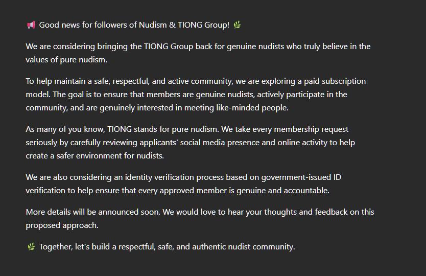 IndiaOnlyNudist's tweet photo. ๐ข Good news for followers of Nudism & TIONG Group!
We would love to hear your thoughts and feedback in comments
#TIONG #TheIndianOnlyNudistGroup #mumbaiNudist #indianNudist #nudism #naturist #nudist #desiNudist https://t.co/WYRBoa2ZF0