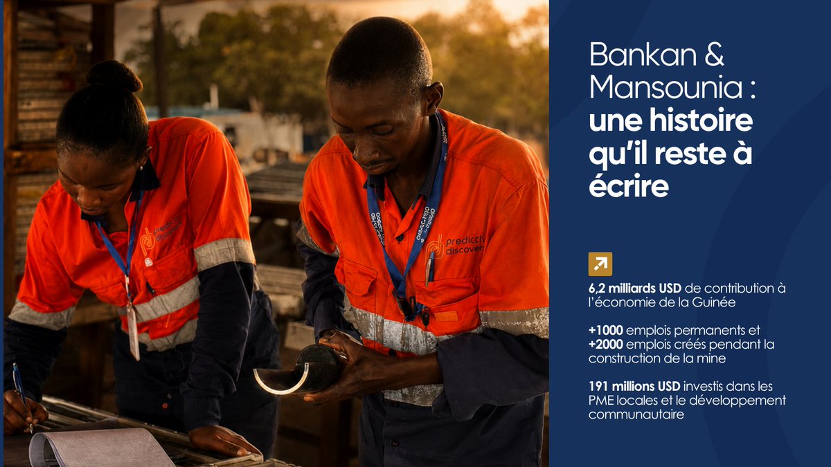 PDI_Gold's tweet photo. La mine de Kiniéro dans la région de Kankan en Guinée n’est pas seulement une réussite opérationnelle et financière, elle est aussi une véritable réussite pour la Guinée, pour ses communautés et pour son économie.

En moins d'un an de production, Kiniéro a démontré qu'une mine peut être un partenaire de développement à part entière pour la Guinée.

Des centaines de Guinéens y ont été formés et recrutés à chaque étape, de la construction à l'exploitation permanente de la mine. Tandis que 155 millions USD de dépenses d'exploitation irriguent le tissu économique local.

Sur le terrain, c’est 1,5 à 2 millions USD qui sont investis chaque année dans des projets communautaires concrets, dans les domaines de la santé, de l’éducation, des infrastructures, ou encore de l’autonomisation des femmes.

Kiniéro démontre ce qu'une mine responsable peut accomplir pour un pays.

Et ce n'est que le début… Si Kiniéro a permis de montrer ce que les équipes de PDI savent faire, la mine de Bankan représente un potentiel de développement significatif pour des générations de Guinéens. En effet, le projet Bankan, avec ses 5,53 millions d'onces de ressources, est appelé à écrire un chapitre encore plus grand pour la Guinée. 🇬🇳
#BuildingForGuineans
#ContruirePourLaGuinée
#ResponsibleMining
#SustainableDevelopment