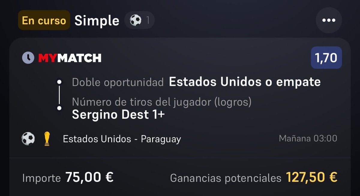 Porros365's tweet photo. Vamos con otra apuesta para hoy y esta vez para el Estados Unidos vs Paraguay💪

Explicación + stake en la segunda imagen, en el tweet citado tenéis una manera de ver el mundial totalmente gratis, echadle un vistazo🫡 https://t.co/fuhPEGnTXM