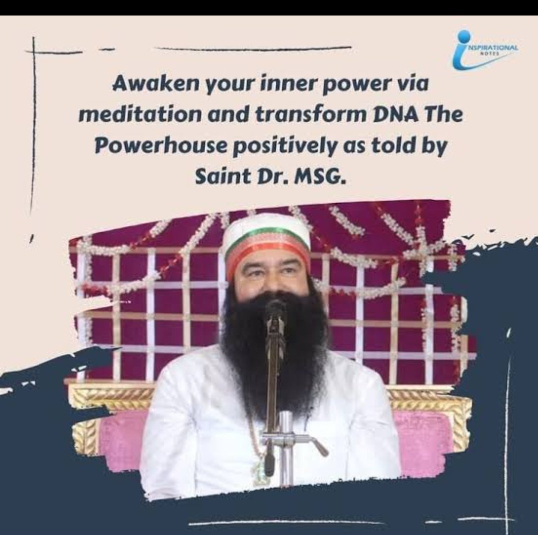 Honey10468446's tweet photo. Saint Dr. Gurmeet Ram Rahim Singh Ji Insan, explains that regular meditation can have a profound impact on our overall health it positively influences our DNA and supports the body's natural defense mechanisms. #BoostYourDNA
#PowerhouseOfBody
 #StrengthenDNA https://t.co/UYtPOvYfw6
