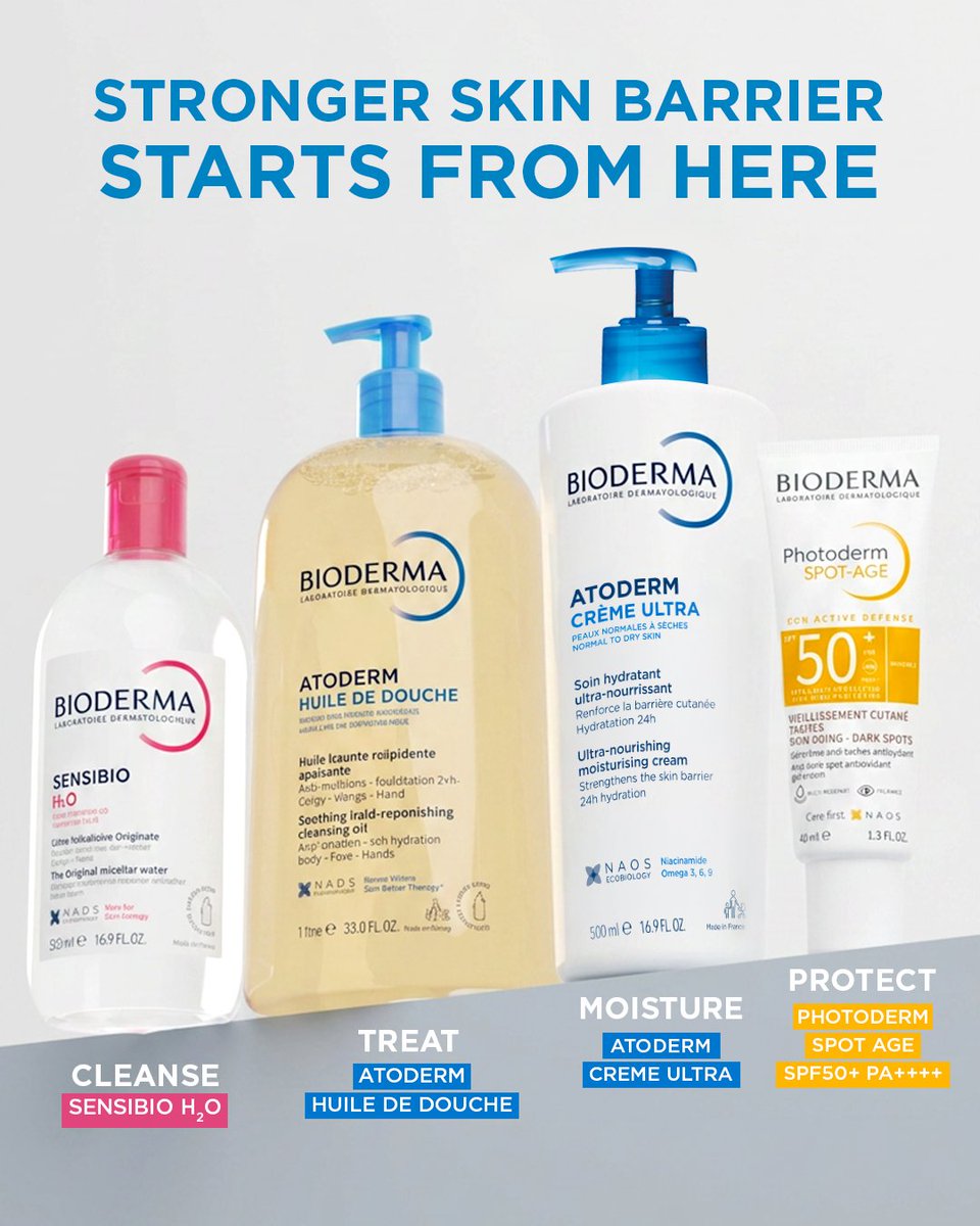 Bioderma_ID's tweet photo. Whether you've been out in the sun, life with sensitive and eczema-prone skin, your barrier takes a hit every single day. The key is knowing how to build it back up.  Four steps. Every day. For skin that holds its ground no matter what.
 
 #YourRealSkinUpgrade #dermsolutions https://t.co/X1w2VJQo90