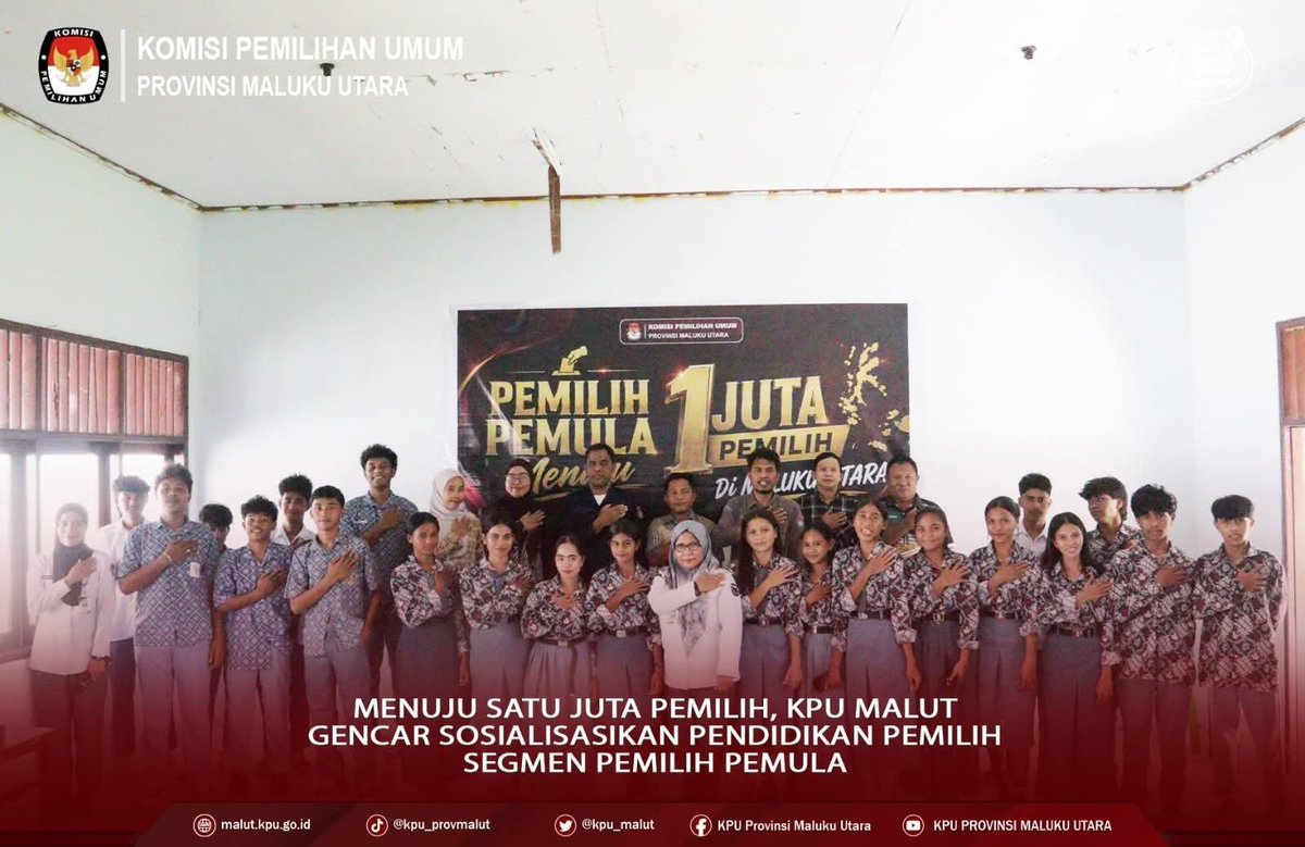 kpu_malut's tweet photo. #TemanPemilih, Divisi Sosdiklih Parmas dan SDM KPU Provinsi Malut gelar kegiatan sosialisasi dan pendidikan pemilih. Kamis (11/6/2026). Berikut info selengkapnya:
https://t.co/soapLkmNwB

#KPUMelayani https://t.co/QY9IQeV588