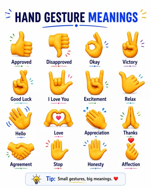 Iearnthingss's tweet photo. Hand Gesture Meanings. https://t.co/BniyK4GgfU
