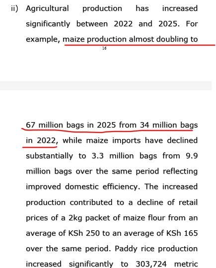 ephraimnjegafan's tweet photo. Imagine that this is an excerpt from a budget speech read by Treasury CS John Mbadi yesterday. The speech begins with these fake statistics.
As per the @KNBStats , only 45.8 million bags of maize were produced in 2025, but the CS blatantly inflates that number to 67 million bags https://t.co/Arx7jb4jwH