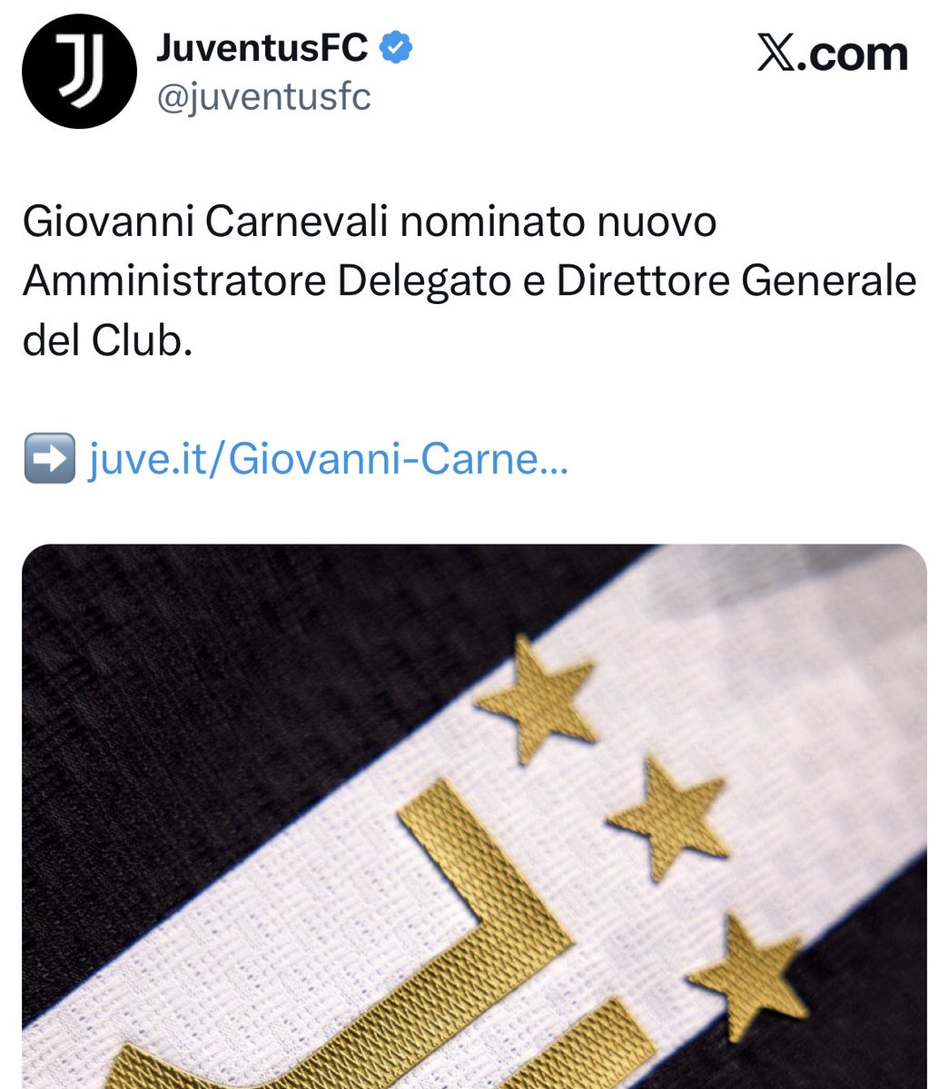 NicoSchira's tweet photo. Now it’s official! Giovanni #Carnevali is new #Juventus’ Ceo and General Director. No surprise here and confirmed! #transfers https://t.co/ISExXij8tY