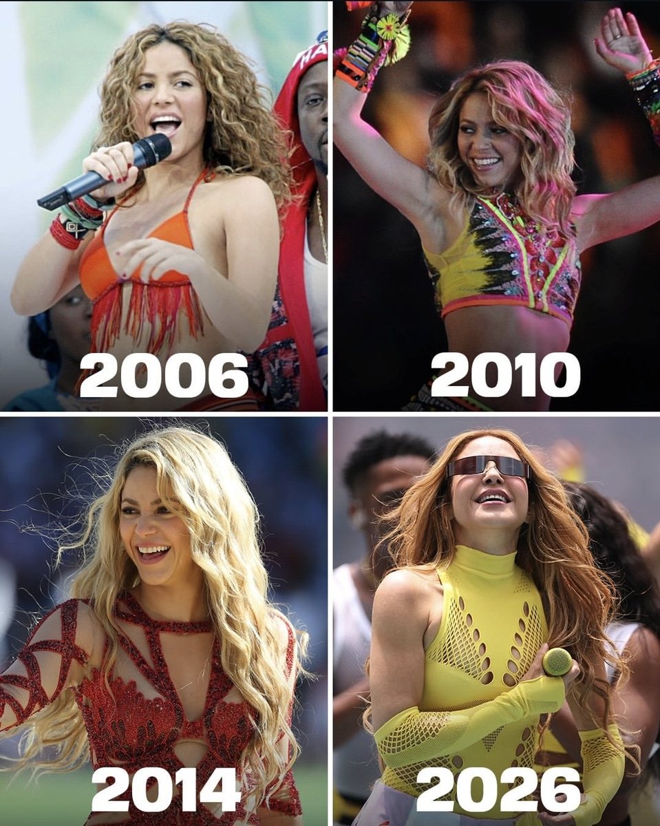 WorldCup_Storys's tweet photo. Four World Cups. One Queen. 👑🏆

Shakira continues to reign supreme on football’s biggest stage. 🎤✨ https://t.co/xXUtJ4B0mh