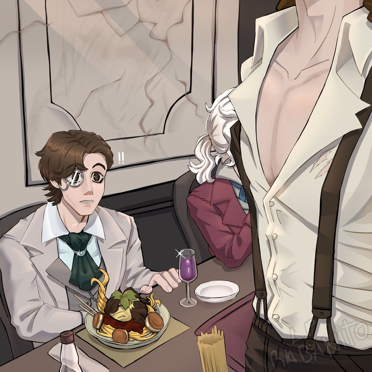 LP_dr4wing's tweet photo. Well... now we know why luchi was invited twice :] (HAPPY PRIDE BTW 🏳‍🌈🏳️‍⚧️!!)
#IdentityV #Luchipheus #OrphLuchi https://t.co/94c5FNxMPH