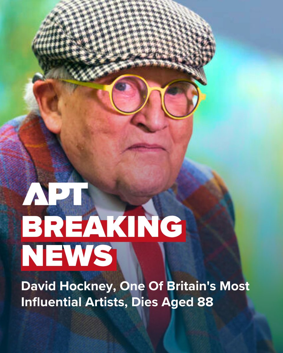 APT__News's tweet photo. British artist David Hockney, one of the most influential and celebrated artists of the 20th and 21st centuries, has died at the age of 88, according to his PR agent.

A leading figure in the pop art movement, Hockney was renowned for his bold use of color and his iconic works depicting California's swimming pools, the landscapes of Normandy in Europe, and the English countryside in the UK. Over a career spanning more than six decades, he worked across painting, drawing, photography and digital art, leaving a lasting impact on the global art world.

Hockney's vibrant and innovative body of work made him one of Britain's most recognizable artists and a towering figure in contemporary art.

#DavidHockney #Art #Artist #BritishArtist #PopArt #ContemporaryArt #ModernArt #Painting