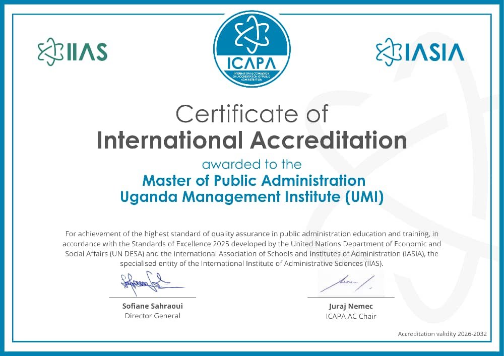 UMIUganda's tweet photo. Not just a badge of honour—an international vote of confidence.
UMI's Master of Public Administration (MPA) programme has earned International Accreditation.
Proudly UMI. https://t.co/uj0bR63xl4