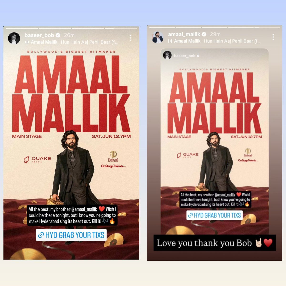Baseer_Squad's tweet photo. @Baseer_Bob shared the story for @AmaalMallik 
When it comes to friendship, Bob always proves himself.
#BaseerAli is a very pure-hearted person. 

#BaseerSquad https://t.co/xuzk4s39wL