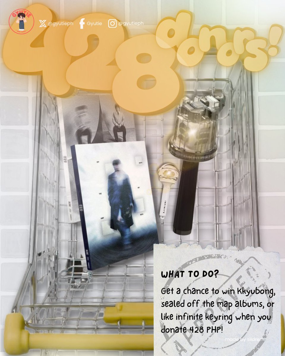 gyutieph's tweet photo. [🐹‼️]

Lucky Number 7? 

For Gyutizens, it's lucky number 4️⃣2️⃣8️⃣ 😉 
By donating ₱428 towards the Fan Project or Oplan: Leap To Vector Donation Drive, you get a chance to win (1) Kkyubong, one (1) Set of sealed Off The Map Albums, or one (1) Like INFINITE Keyring. 

Again, for just ₱428, these prizes might find its way to you~ Just fill up the form below and make sure to indicate which of the donation drives you would want your ₱428 donation be allocated to❤️ Multiple entries are allowed~ 
🖇 Donation Form: https://t.co/9jMWwV8tuD

A quick update on our Oplan: Leap To Vector:
Current Fund: ₱1,428.00
Number of Participants yet to be funded: 11
The next beneficiary is ₱1,572.00 away from buying a Gen Ad ticket for LV4 in Manila. 

Please help us add to the ticket sales and make their dream a reality! 🙏

Donation Drives for both Oplan: Leap To Vector and Fan Projects are open until ‼️June 20,2026‼️.

@wishusluckent
@KSK_Official
#LeapToVectorInManila #LV4InManila #KimSunggyuInManila