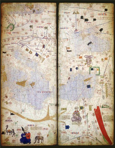Lucius_Gellius's tweet photo. #Géographie: je suis fasciné par les cartes anciennes qui me projettent dans un voyage temporel et geographique et que je peux contempler des heures. Parmi les plus belles, connaissez-vous l'Atlas Catalan d'Abraham Cresques,  qui montre le monde perçu au XIV ème siècle et conservé à la @bnf.
A découvir en video de 5 mn proposée par le @cnrs: 
https://t.co/C4yKRlZWEr