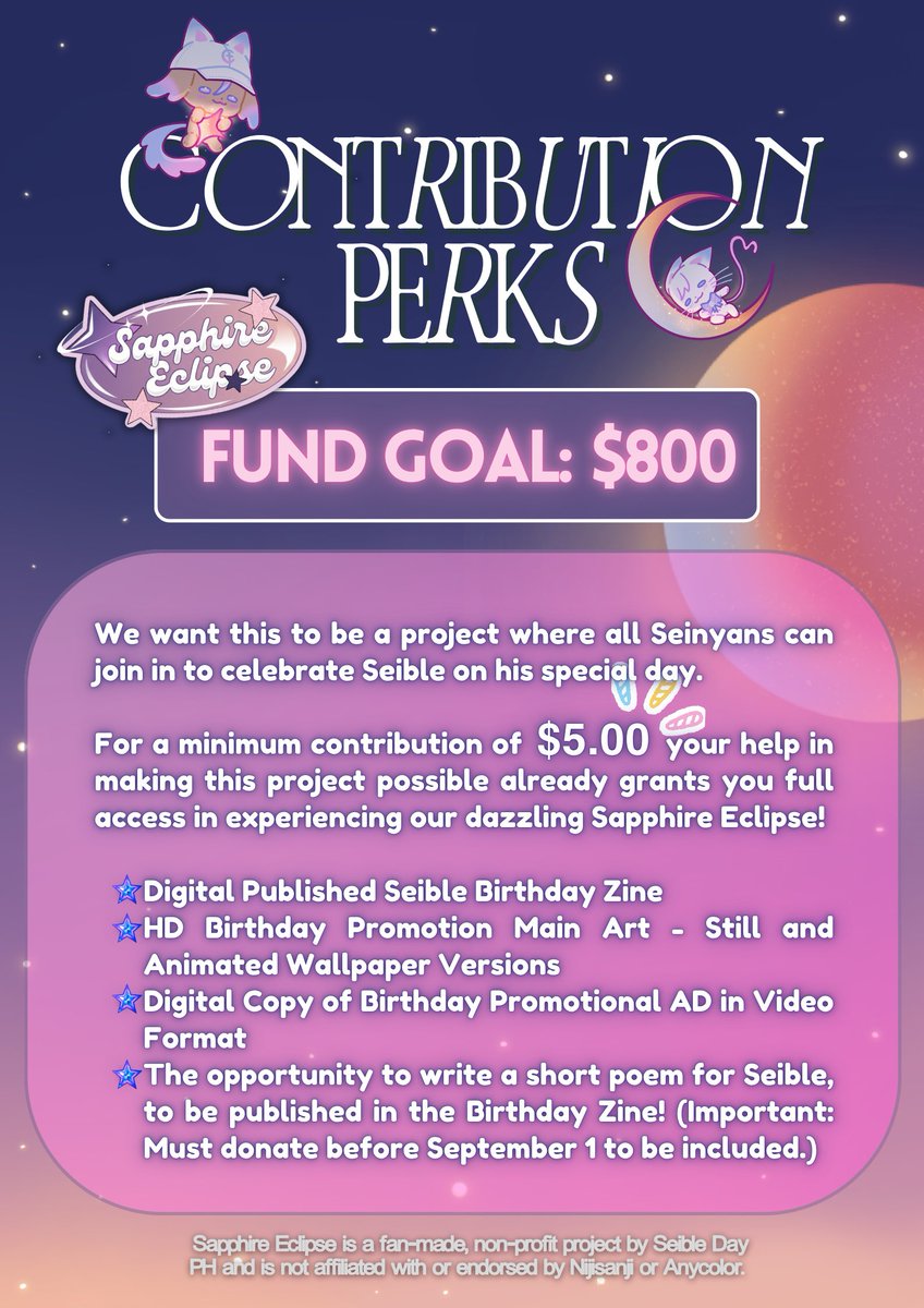 seibledayph's tweet photo. 🌟Contribution Perks! 

We aim to have this effort be accessible to everynyan as much as possible, and would be happy if we can get lots of paws onboard.
💙🐈🐈‍⬛🐾

Take a look at what's in store when you make a minimum contribution of 5.00 USD! ✨

[Translation + info in replies] https://t.co/T0aq3SXN3B