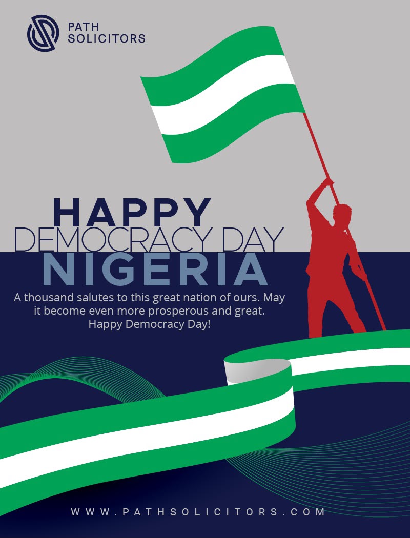 path_solicitors's tweet photo. Today we honour our democracy and those who protect it. At Path Solicitors, we stand for justice, rule of law, and a stronger, united Nigeria. 
Happy Democracy Day, Nigeria. 
#DemocracyDay #June12 #AbujaLawfirm ##CommercialLawfirm https://t.co/sOh4aZEjcU