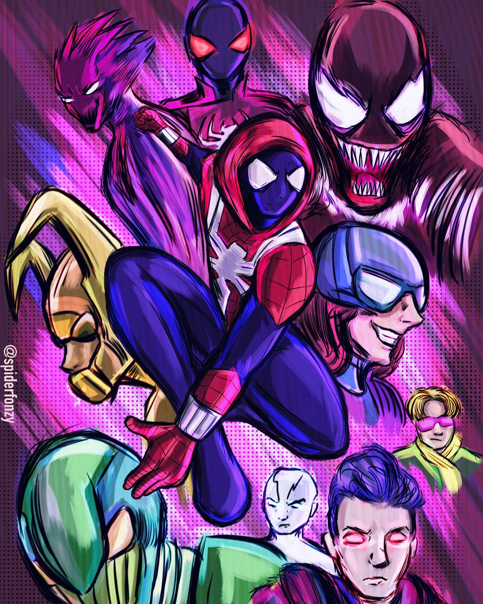 still_awakeaft's tweet photo. My spidersona and their enemies https://t.co/hlo47DrKCj
