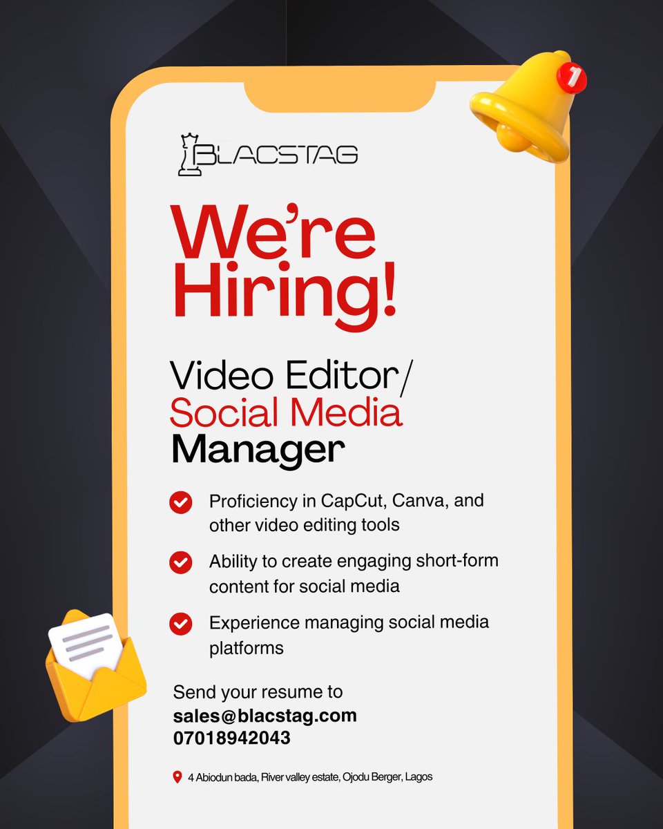 Blacstag_'s tweet photo. 🚨 We’re hiring: Video Editor &amp; Social Media Manager to join our creative team. #NowHiring
If you can create standout content and grow brands, we want you. #Blacstag
Send CV &amp; portfolio to sales@blacstag.com or tag/share with someone who fits 🚀

#DemocracyDay #June12 South Korea https://t.co/zSOSa2G12u
