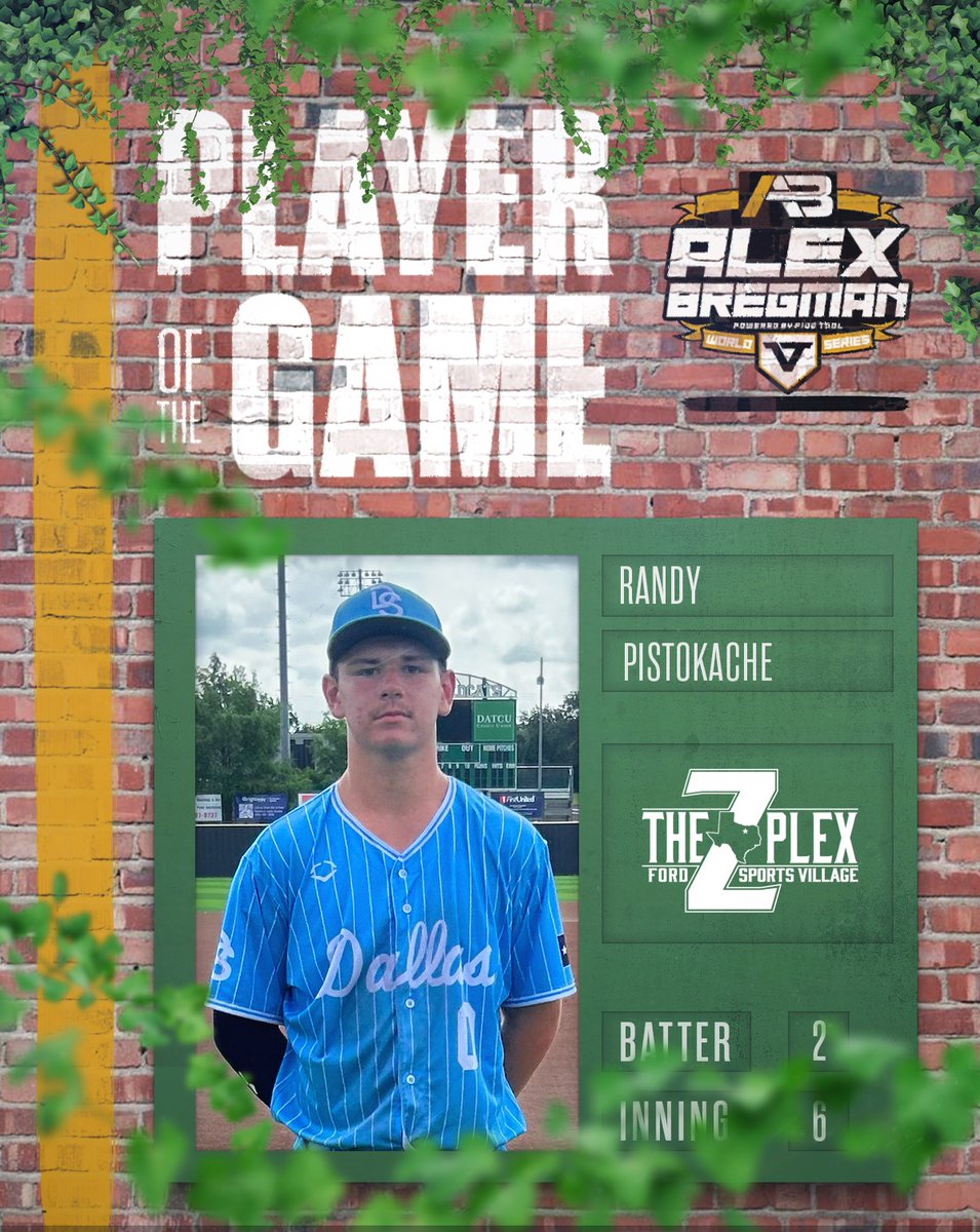 FiveToolTexas's tweet photo. #BregmanWS F: @DallasScoutTeam 12, Backyard Ballers 4
PoG: Randy Pistokache 1-2, 3B, 3 RBI
Notable: @gagedittert 1-2, HR, RBI, BB https://t.co/rXIKXwdG56