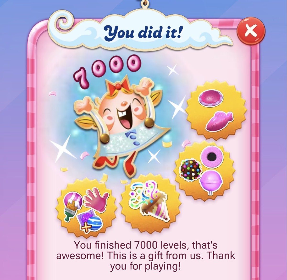 lbtraitor's tweet photo. Took me three years but level 7,000! #candycrush https://t.co/zM5lHMtzn3