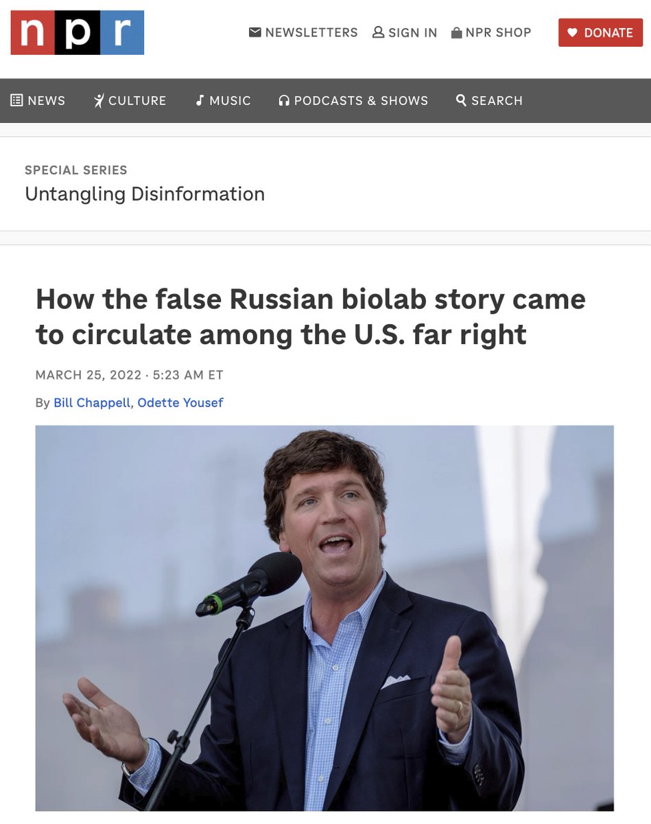 Jordan_Sather_'s tweet photo. I'm having a GREAT time going through all the Mainstream Media propaganda from 2022 calling Ukrainian Biolab story a "right-wing Russian Disinformation campaign" https://t.co/jYhNIaxzrh