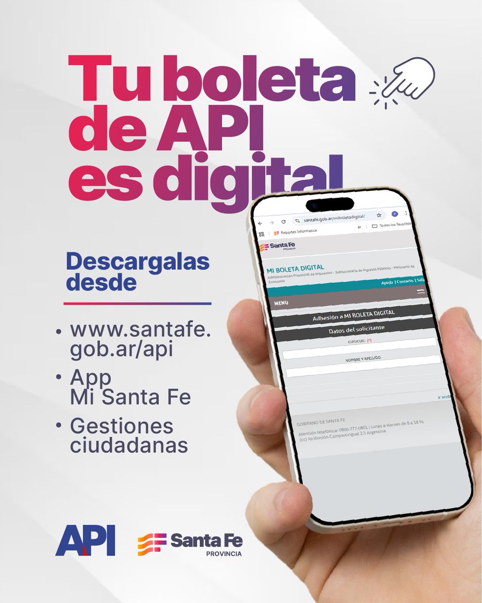 APISantaFe's tweet photo. 👉🤳 BOLETA DIGITAL
Descargala cuando quieras desde:
➡️https://t.co/vXaU9hUUYI
➡️App Mi Santa Fe
➡️Gestiones ciudadanas
.
@MinEconomiaSF https://t.co/A4sxbamHlf