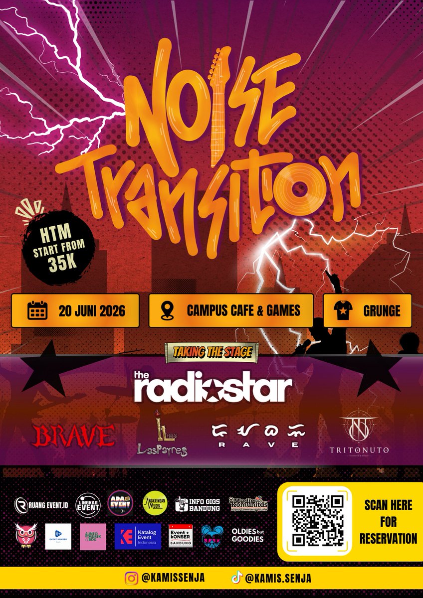 InfoUPI's tweet photo. 🤟🏻🎸  [OPEN REGISTRATION KAMIS SENJA]🎤✨

Scream Your Voice, Make The Noise! 🔥

Yuk langsung amankan spot kalian ⚠️
🗓️ : Sabtu, 20 Juni 2025
🕒 : 15.40 - Selesai
💵 : Start from 35k + Free Drink
👕 : Grunge
📍 :  Campus Cafe &amp; Games
https://t.co/IZ0KH1fQ6e https://t.co/BRUiqz8djl