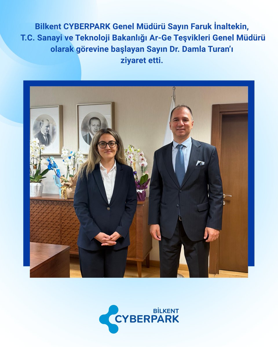 CyberparkTGB's tweet photo. Bilkent CYBERPARK Genel Müdürü Sayın Faruk İnaltekin, T.C. Sanayi ve Teknoloji Bakanlığı Ar-Ge Teşvikleri Genel Müdürü olarak görevine başlayan Sayın Dr. Damla Turan’ı ziyaret etti.

Sayın Turan’a yeni görevinde başarılar dilerken, Bilkent CYBERPARK tarafından yürütülen projeler ve faaliyetler hakkında kapsamlı bilgi paylaşımında bulunuldu.

@TCSanayi