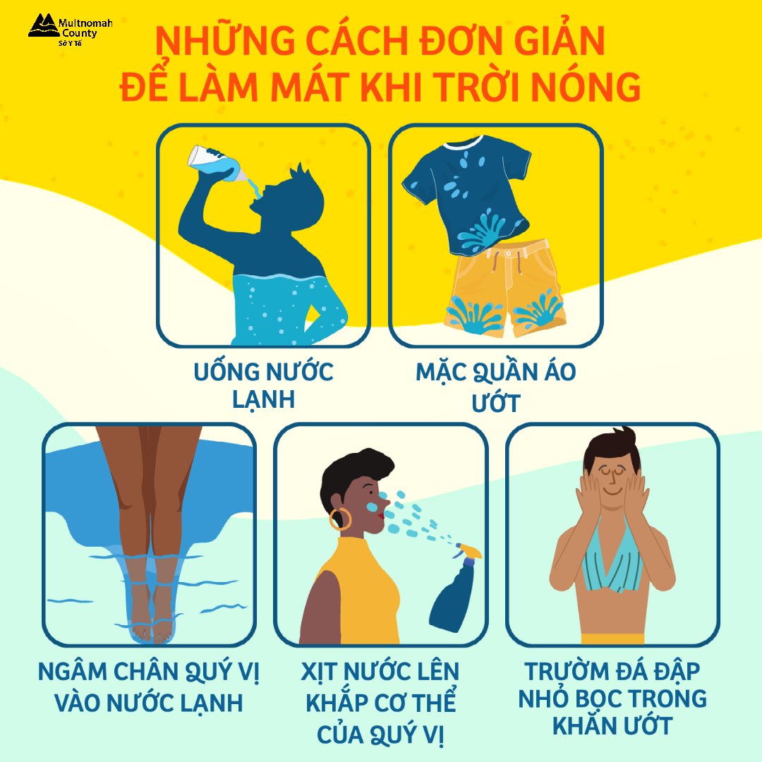 MultCoHealth's tweet photo. 🔥😎 Trời sẽ rất nóng.
Hãy chia sẻ những cách này để đánh tan cơn nóng.
Hỏi thăm tình hình của gia đình, bạn bè và hàng xóm của quý vị. https://t.co/ePeAJQphRL
