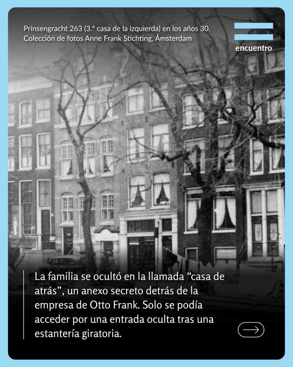 CanalEncuentro's tweet photo. 📖✍️ A 97 años de su nacimiento, recordamos a Ana Frank, una joven que encontró en la escritura una forma de intentar comprender el horror que la rodeaba.

Desde el escondite donde permaneció junto a su familia durante la ocupación nazi de Amsterdam, dejó un testimonio único sobre la guerra, la persecución, la violencia, pero, además, los sueños y la esperanza.

Sus palabras atravesaron generaciones y continúan invitándonos a reflexionar sobre la libertad y los derechos humanos.

Si querés conocer su historia, deslizá.