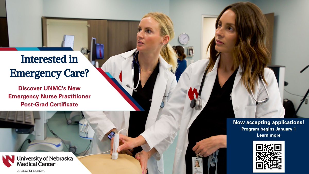 UNMCCON's tweet photo. Applications are now open for the @UNMC College of Nursing Emergency Nurse Practitioner program. If you're interested in developing and sharpening your emergency skills, see what our program is about!
https://t.co/7fyHhLTL4T https://t.co/v8cMoCpu8P